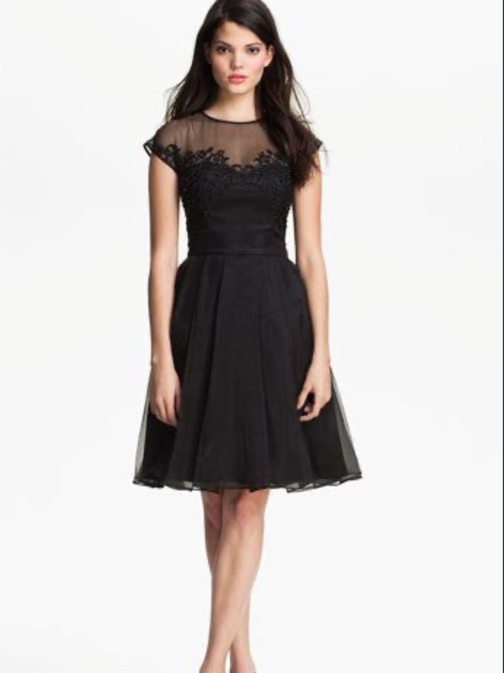 Ted Baker London Black Silk Embellished Fit & Flare Beaded Mesh Dress NWT Sz 4